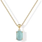 PAVOI Gemstone Gold Charm Necklace for Women - 14K Gold Plated Adjustable Chain Dainty Pendant Gemstone Necklaces with Cute Charms Set - Hypoallergenic Trendy Healing Crystal Pendants
