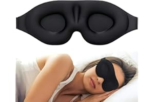 3D Eye Contour Sleep Mask, Zero Eye Pressure, Soft and Comfortable,Adjustable Strap, with Travel, Nap, for Men, Women