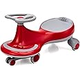 BABY JOY Wiggle Car for Kids, Swing Car with LED Flashing Wheels, No Batteries, Gears or Pedals, Uses Twist, Turn, Wiggle Movement to Steer, Ride-on Toy for Boys Girls 3 Year Old and Up (Red)