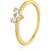 MEVECCO Gold Rings CZ Heart Ring Stackable 18K Gold CZ Stack Stone Ring for Women Finger Jewelry