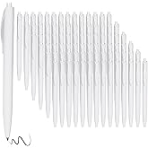 Wiaziert BallPoint Pens, 100 Pack (BLACK Ink),Bulk Pens, White Barrel,Click Pens for Office Home and School, Retractable Ballpoint Pens, Medium Point, 1.00MM (White)