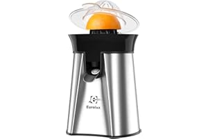 Eurolux Electric Orange Juicer, Sleek Effortless Citrus Juice Squeezer for Lemon, Lime, Grapefruit | Powerful Motor With 2 Cones for all Size Fruits Easy to Clean, Removable Dishwasher-Safe Parts