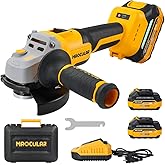 MAXCULAR Cordless Angle Grinder 4-1/2-Inch to 5-Inch,2x4.0 AH Battery Grinder Tool,9600 RPM Brushless Power Grinder,3 Variable Speeds Metal Grinder with Auxiliary Handle for Cutting,Grinding,Polishing