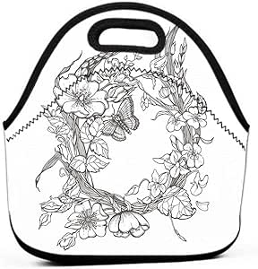Lonchera Perro Salvaje Rosa Flores Marco Contorno Tinta Adulto Colorear