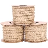 3 Rolls Braided Jute Twine 5mm Wide Natural Jute Cord Rope for DIY Craft Project Home Decoration Gardening Applications Gift 
