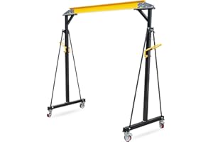 MilleLoom 1 Ton Adjustable Gantry Crane, Portable Overhead Hoist 2200 lbs Capacity, 97"–141" Height Range for Warehouse, Factory, Construction & Auto Repair