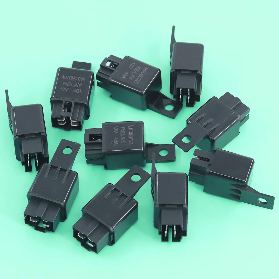 Keadic 10Pcs 4 Pin SPDT Relay DC 12V 40A for Installing Lights on Car Motor, Black
