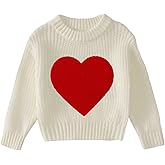 Ritatte Toddler Girl Valentines Sweater Baby Love Heart Embroidered Knit Sweatshirt Warm Fall Winter Clothes 2-6T