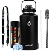 Fruit Infuser Water Bottle, 64oz Insulated Jug with Straw &amp; Carry Strap | Keep Cold 48H, Stainless Steel Half Gallon Infusion Water Bottle, BPA‑Free for Sports, Gym, Travel Hiking
