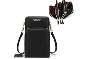 myfriday Small Leather Crossbody Bag for Women with Guitar Strap Mini Crossover Bags & Shoulder Purses with 2 Card Slots