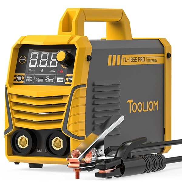 TOOLIOM 195A STICK WELDER 110/220V DUAL VOLTAGE LIFT TIG WELDER LCD DISPLAY IGBT INVERTER WITH HOT START ARC FORCE VRD WELDING MACHINE FITS 5/32IN. (4MM) WELDING RODS