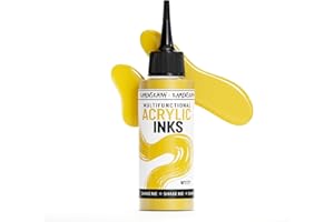 Kamenskaya Acrylic Inks for Artists - 'Bright Yellow' Acrylic Ink, 3.38 Fl Oz (100 ml)