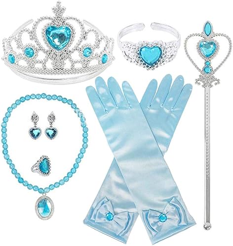 Download raspbery Princesse Elsa Habillage Ensemble d'accessoires de fête Ensemble de Gants Elsa 4/7 pièces, Couronne, Bague, Boucle d'oreille, Baguette Magique et Collier Pleasure PDF