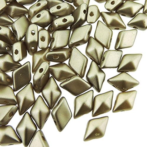 Czech Glass DiamonDuo, 2-Hole Diamond Shaped Beads 5x8mm, 10 Grams, Cocoa Airy Pearl
