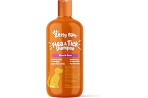 Zesty Paws Flea and Tick Shampoo for Dogs - Veterinarian Formulated Flea Shampoo for Dogs to Kill Fleas, Ticks & Their Eggs - Soothes Itchy & Irritated Dog Skin - Cedarwood, Rosemary & Peppermint Oil