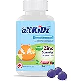 allKiDz Zinc Gummies for Kids Children Immunity Support Supplement, Made in Canada, 10mg Zinc per Gummy, Vegan Pectin Plant-b