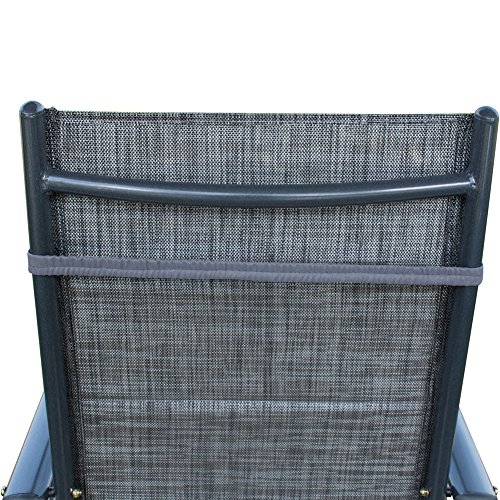 PatioPost Outdoor Adjustable Folding Recliner Aluminum Patio Sling Chairs with 7 Stalls, Set of 2 - Grey