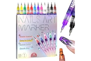AUIEPET 12 Colors Nail Art Pens Set, 2025 Upgrade Nail Art Markers for Gel Nails, DIY Nail Art Marker Drawing Painting Liner Pen, Nail Art Tools for Graffiti Dotting Drawing Painting Point Liner DIY (1 Set)