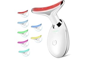 MOSNAMI Red-Light-Therapy-for-Face and Neck, 7 Color Face culpting Tool with Vibration Tech, Portable Facial Massager for Skin Care (White)