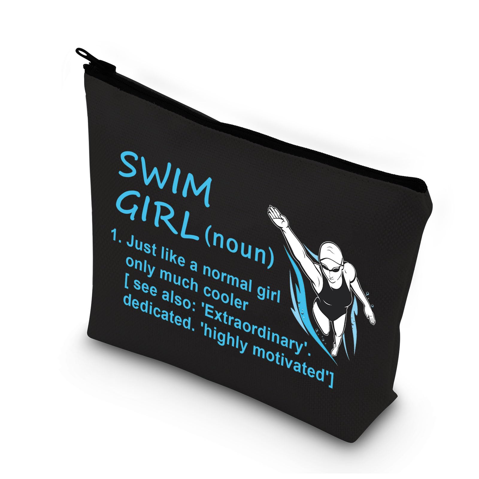 PLITI Swimming Makeup Bag Swim Lover Gift Swimming Team Gift Swim Girl Only Cooler Definition Swimmers Cosmetic Bag (Swim Girl defin blU)