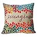 decorbox Cotton Linen Square Decor Throw Pillow Case Cushion Cover Colorful Imagine 16 x 16 Inch