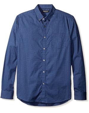 Men's Long Sleeve One-Pocket Button Down Collar Dot Print