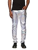 COOFANDY Mens Metallic Shiny Pants Disco Pants 70s