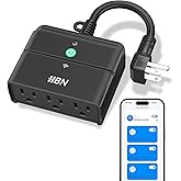HBN Outdoor Smart Plug, WiFi Smart Outlet Plug with 3 Independently Outlets | Heavy-Duty Outlets, Compatible with Alexa and Google Assistant, Voice&amp;Remote Control, IP44 Weatherproof for Garden &amp; Patio