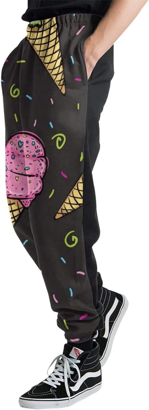 Colorful Ice Cream Cones Men Jogger Pants Classic Sweatpants Cotton