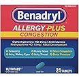 Benadryl Allergy + Congestion, 24 Tablets Each (Pack of 4)