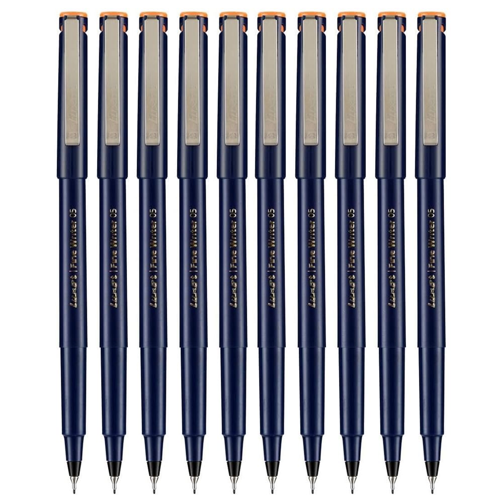 Write05 Fineliner Pens, ORANGE, 0.5m Ultra Fine Tip, Pack of 10, Precise Writing, Write Sign Draw Colour Pens, School Office Home Use, iZOFAX