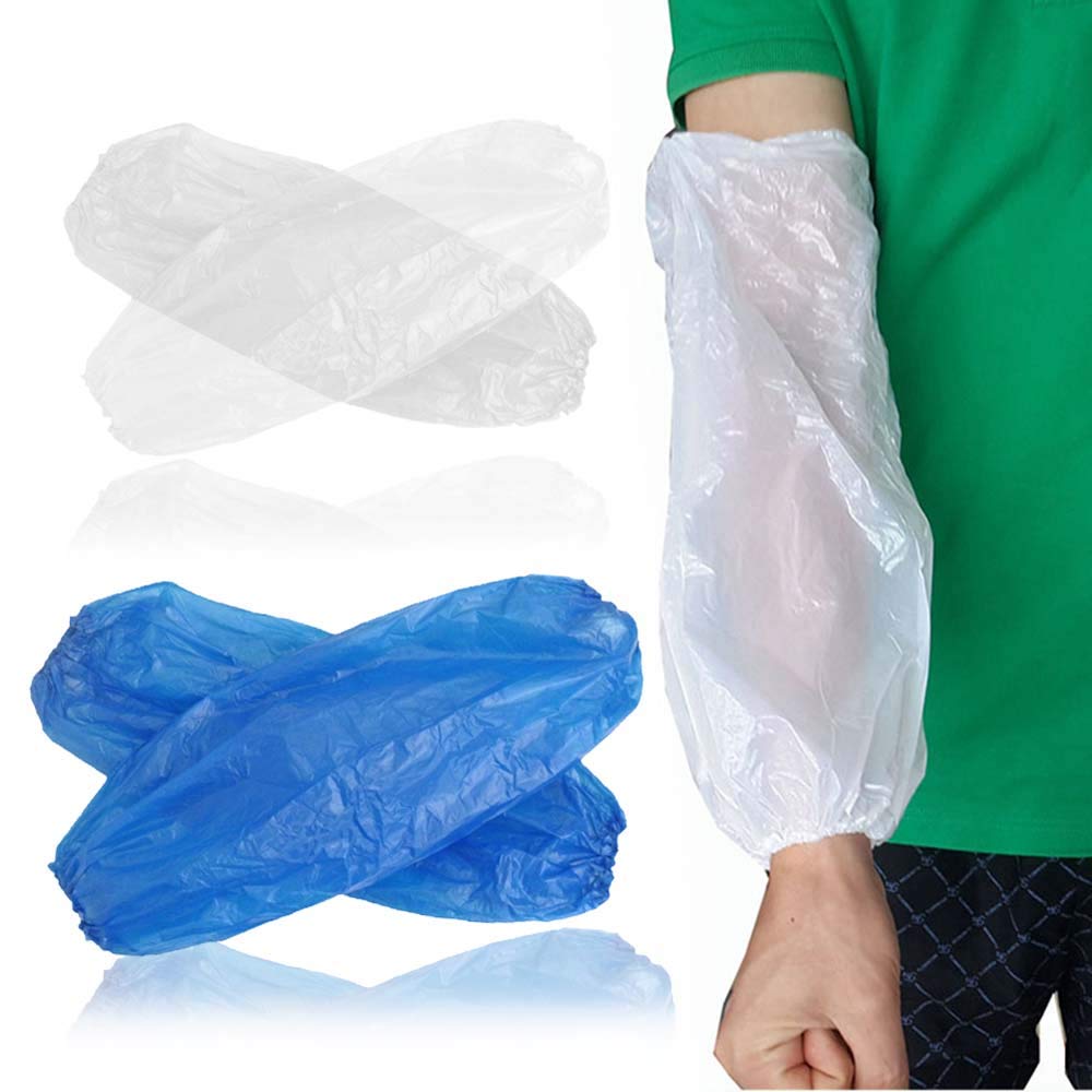 MZY1188 100pcs Disposable Plastic Arm Sleeves, Protection For Body Long Gloves Anti-fouling Elastic Home Cleaning Gloves