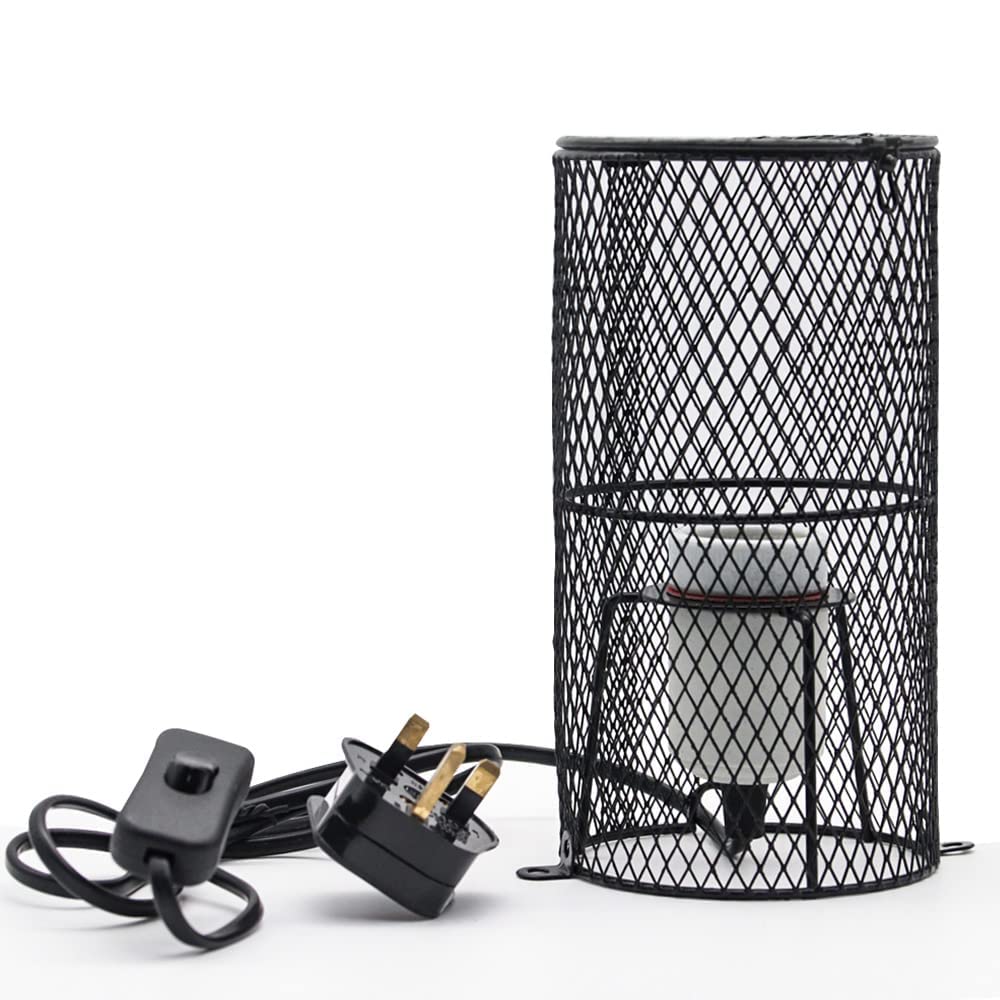 zalati Heating Lamp Socket with Lampshade Lighting Guard Anti Hot Bracket Cage Holder for Reptiles Pets Protection - 200W