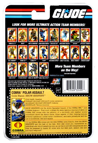 Hasbro Year 2008 G.I. Joe Cartoon Series 4 Inch Tall Action Figure - Cobra Polar Assault SNOW SERPENT with Backpack, Assault Rifle, Rocket Launcher w/ Bipod, Snowshoes, Fur Shoulderpads and Display Stand