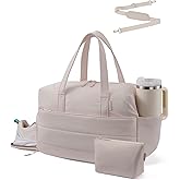 LOVEVOOK Small Gym Bag for Women with Large Tumbler Holder Pocket, Carry on Weekender Travel Duffel Bag with Shoe Compartment, Overnight Mini Personal Bag with pouch for Workout Sport Dance Yoga