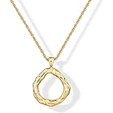 PAVOI 14K Gold Plated Dainty Statement Pendant Necklaces for Women - Hammered Circle Beachy Summer Conch Seashell Pendants - Knit Tightened Rope Chain Necklace