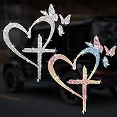 2PCS Sparkling Butterfly Love Cross Self-Adhesive PVC Rainbow Glittery Decal Sticker for Cars, Laptops, Trucks, Motorcycles Wall Window Luggage Scratch Cover Door Multi-Surface Decor Sticker