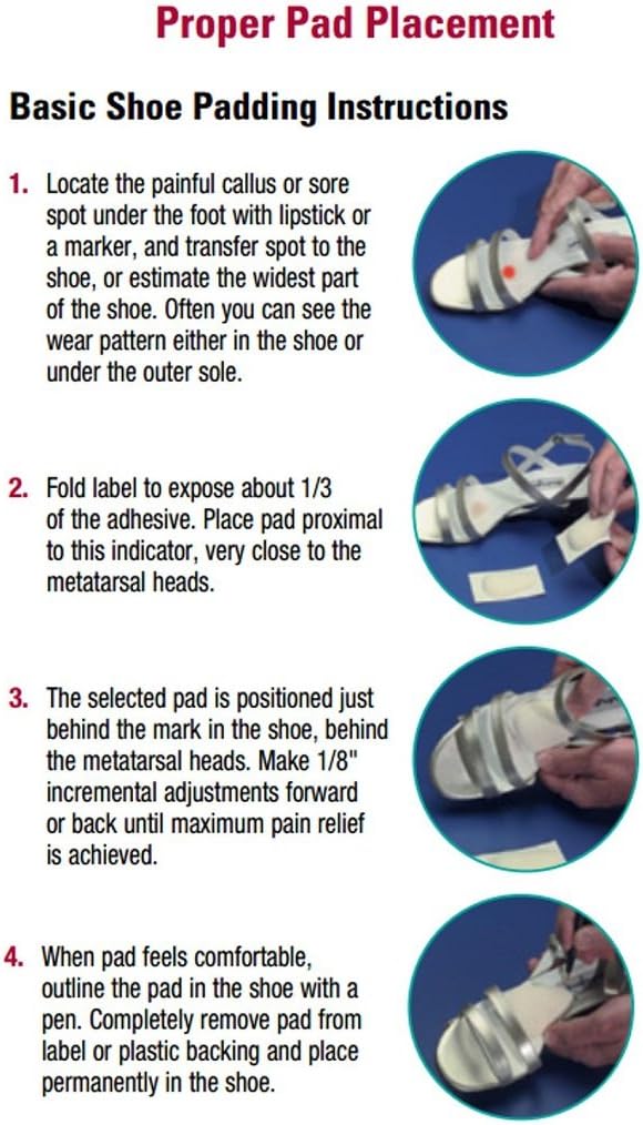 Hapad Metatarsal Foot Pain Relief Cushion, Foot Pads and Shoe Inserts Orthotics for Metatarsalgia Topical Pain Relief, Ball of Foot Cushion and Insoles for Morton's Neuroma, Medium, White: Health & Personal Care