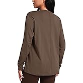 HeyNuts Pima Cotton Workout Long Sleeve Shirts for Women Crew Neck Athletic Basic Shirts Casual Tops
