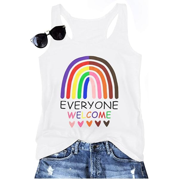 Rainbow Heart Pride Tank Top For Women - LGBTQ Graphic Short Sleeve Tee, Casual LGBTQ Shirt - View #11
