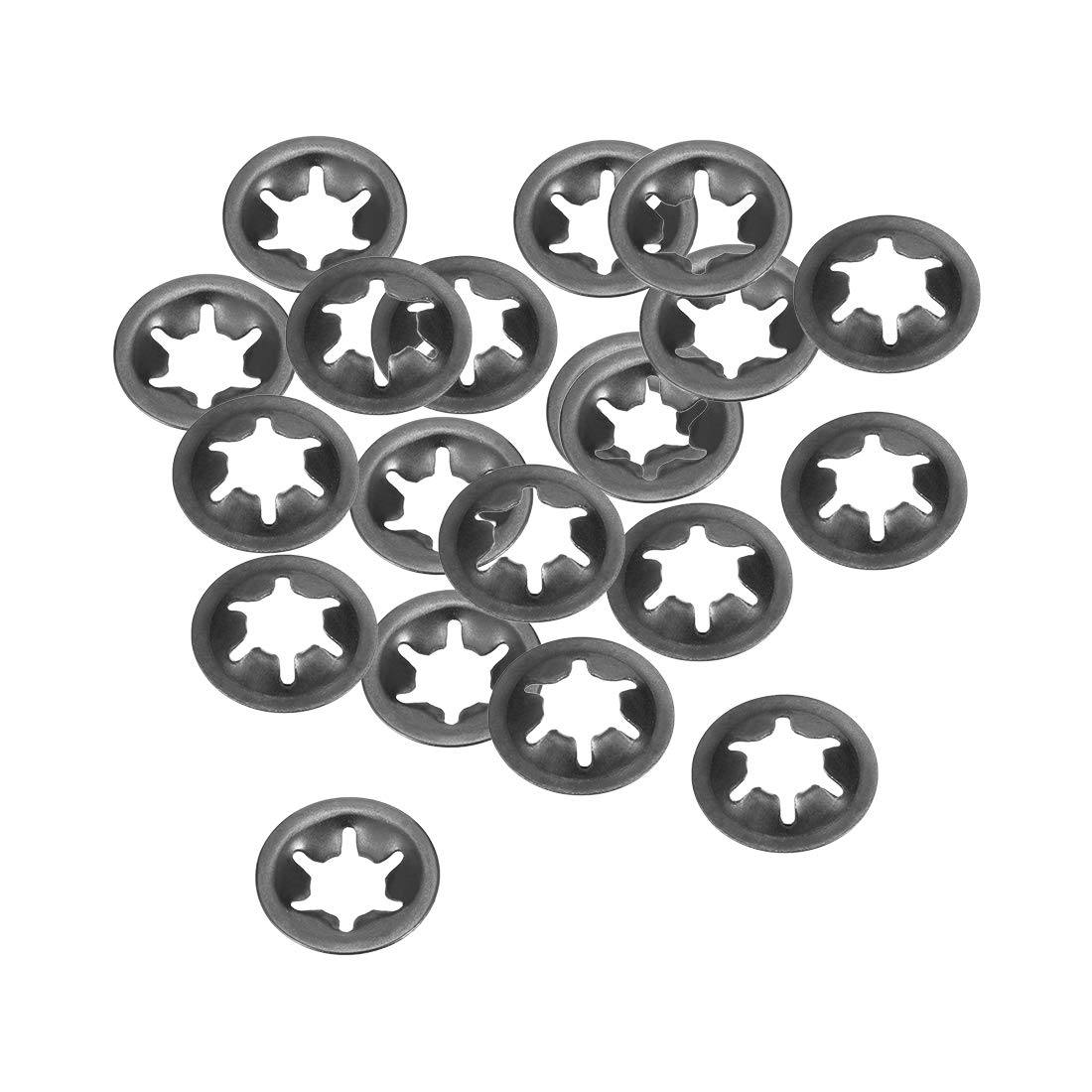 sourcing map M8 ing Washer 7mm I.D. 18mm O.D. Internal Tooth Washers Push-On locking Speed Clip 65Mn Black Oxide Finish 20pcs