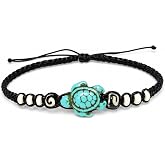 HawaiianCraftier Sea Turtle Bracelet - Artificial Turquoise Tortoise Macrame Adjustable Wristband for Women