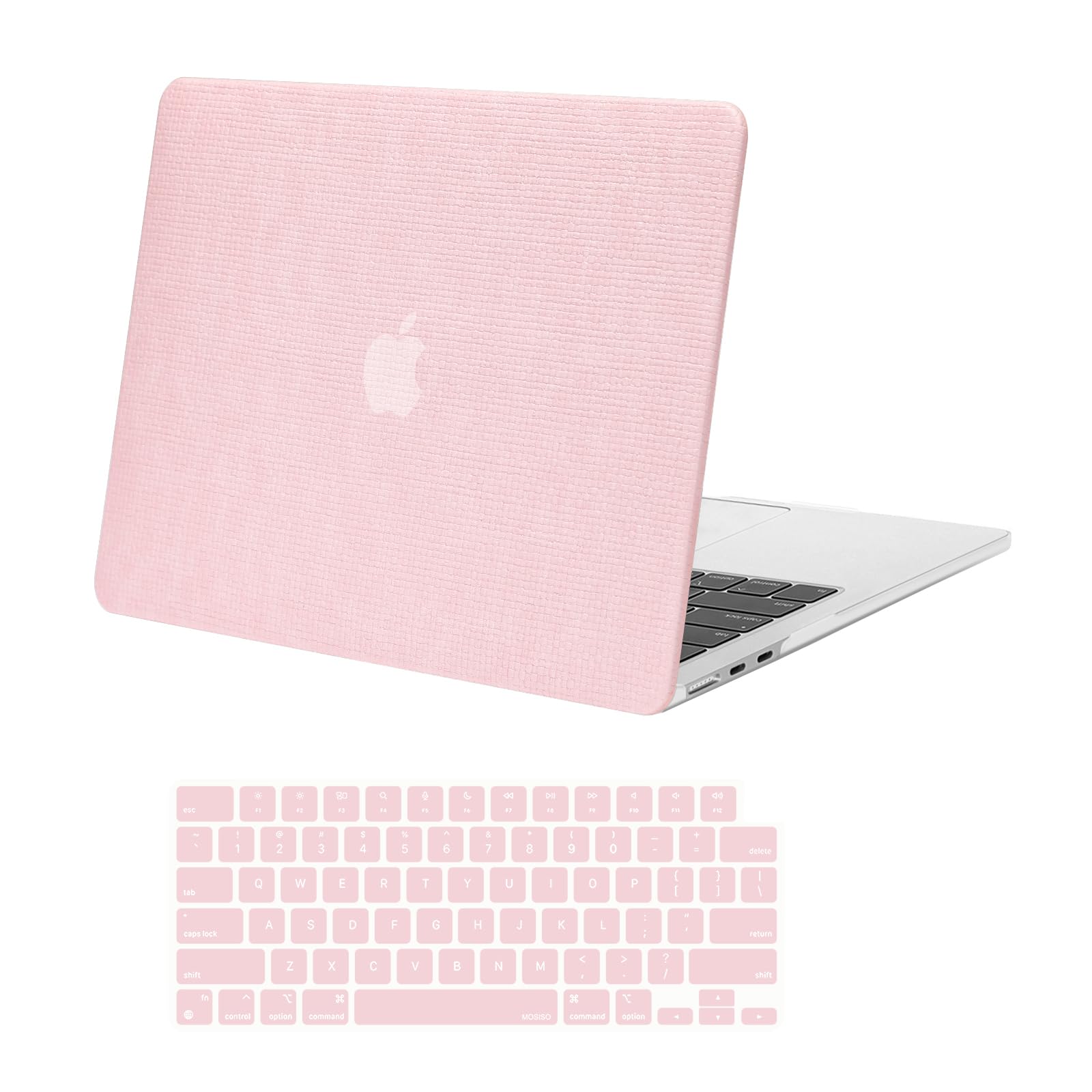 Photo 1 of MOSISO Compatible with MacBook Air 13 inch Case 2025-2022 M4 A3240 M3 A3113 M2 A2681, Anti-Fingerprint Square Grid PU Leather Coated Hard Shell&Keyboard Cover for MacBook Air 13.6 inch Case, Pink