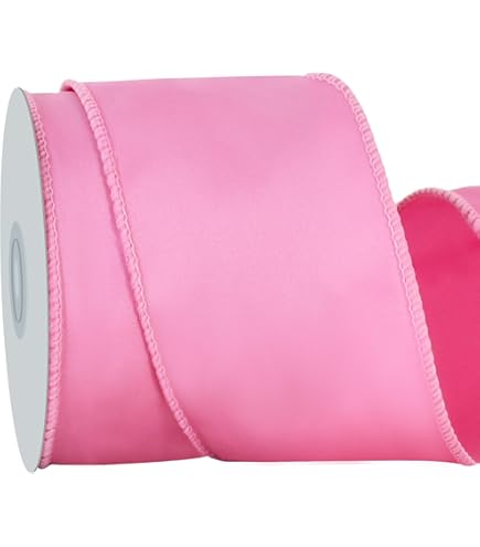 Pink Burlap Ribbon - 2.5 Inch X 10 Yard Wired Linen Ribbon For Crafts & Gift Wrapping