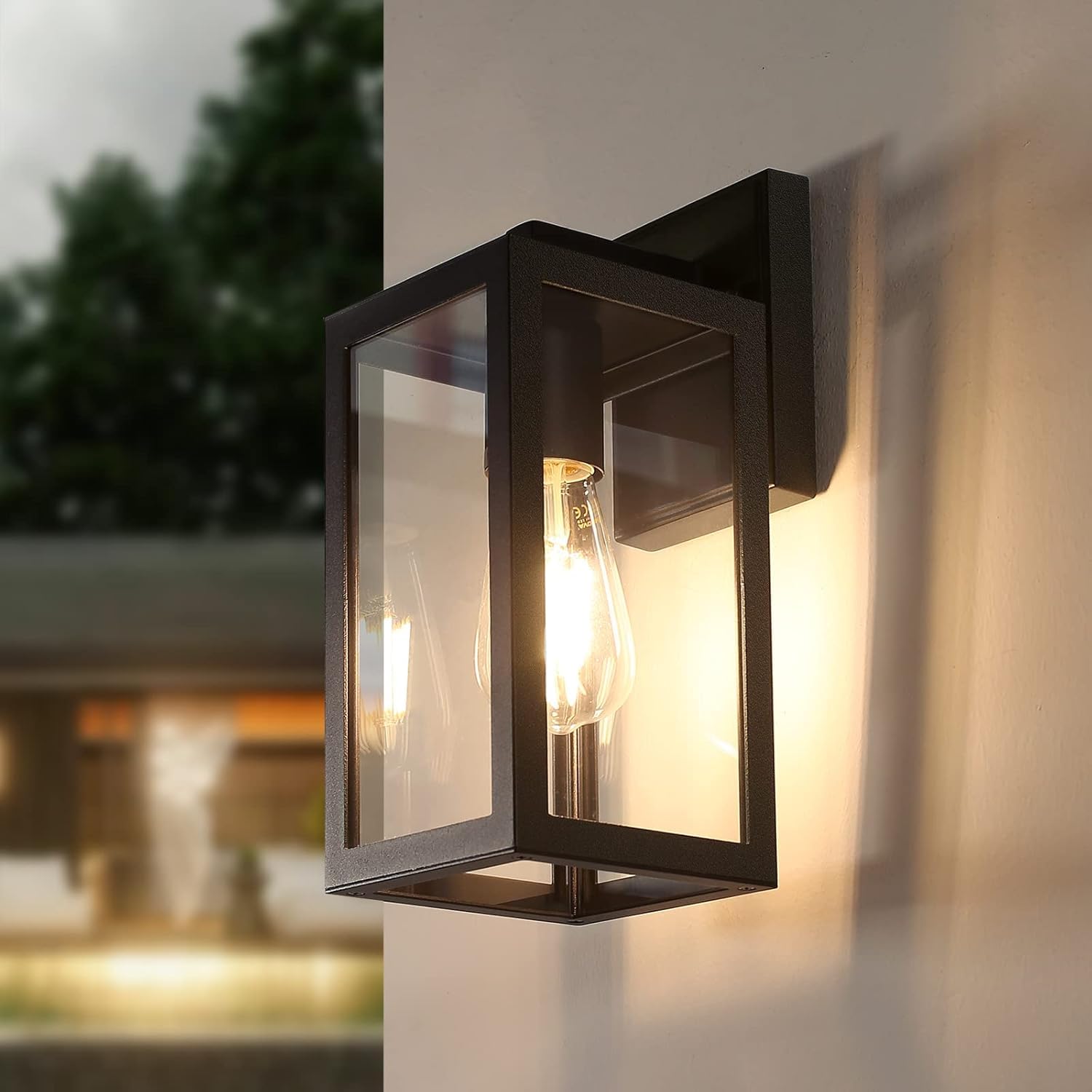 HLFVLITE Outdoor Wall Light Black Aluminum Exterior Wall Sconce for Porch, Entryway, Doorway, Patio and Garage - IP44 Waterproof, Max 60W E27 Outside Wall Lamp — image 1