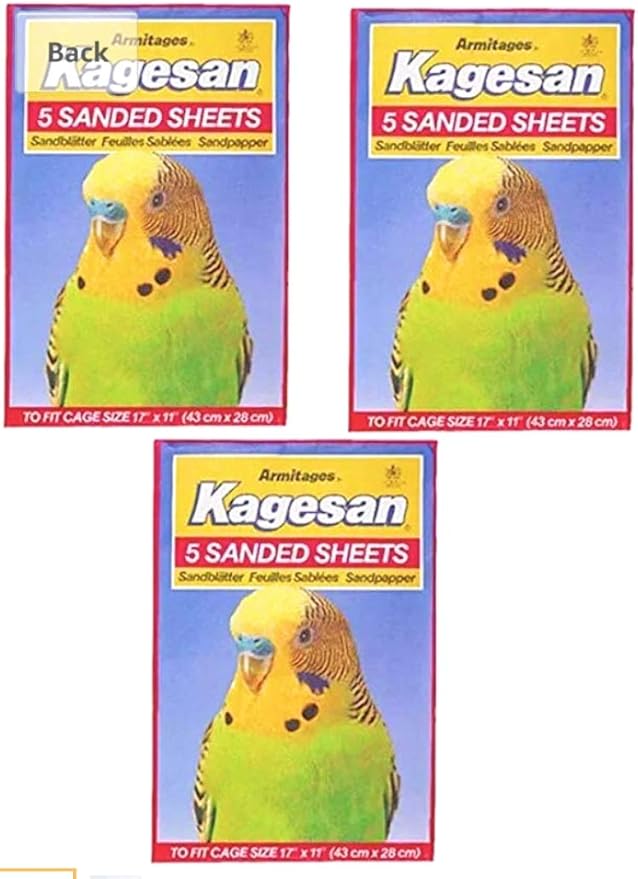 RS Pet BIRD CAGE SAND PAPER SHEETS 3X5 PACK = 15 SHEETS 17"X11" 43X28