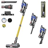 Cordless Vacuum Cleaner, 650W 55KPA 70Mins Vacuum Cleaners for Home, Self-Standing Stick Vacuum with Removable Battery, Wall Mount Charging, Anti-Tangle Roller Brush for Pet Hair, Carpet, All Floors