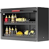 Kelueo Metal Garage Wall Cabinet,Storage Cabinet with Up Flip Door Design Wall Garage Cabinet with Adjustable Shelf and Magnetic System,Tool Cabinet with Anti-Fall Rails for Basement