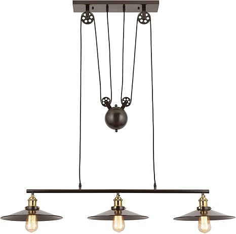 Co Z Industrial Pulley Light Adjustable Oil Rubbed Bronze Hanging