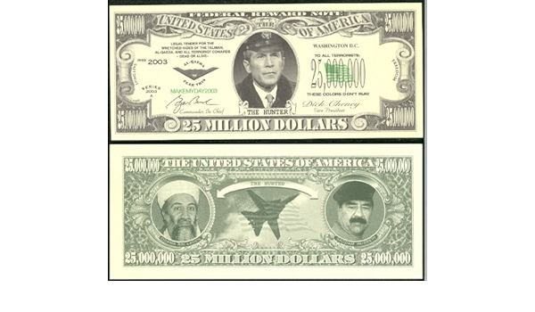 Amazon Com George Bush The Hunter 25 Million Dollar Novelty Bill Everything Else Amazon Com George Bush The Hunter 25 Million Dollar Novelty Bill Everything Else